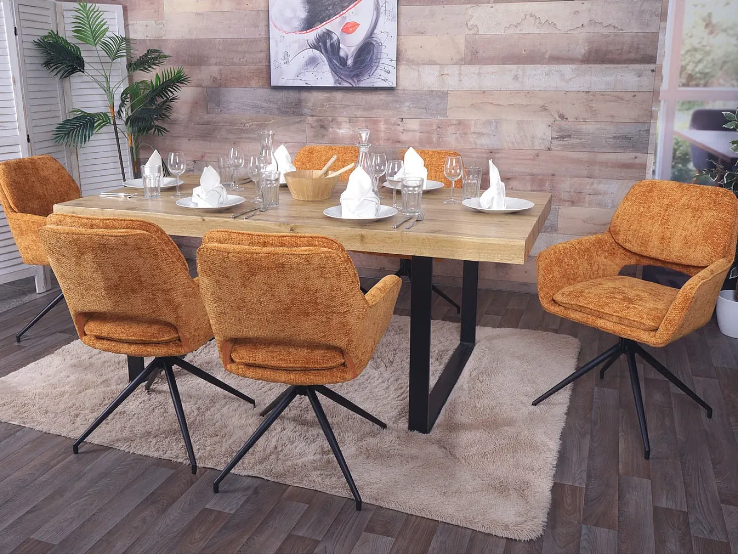 Silla de comedor MCW-N74 (set de 2), amarillo ocre