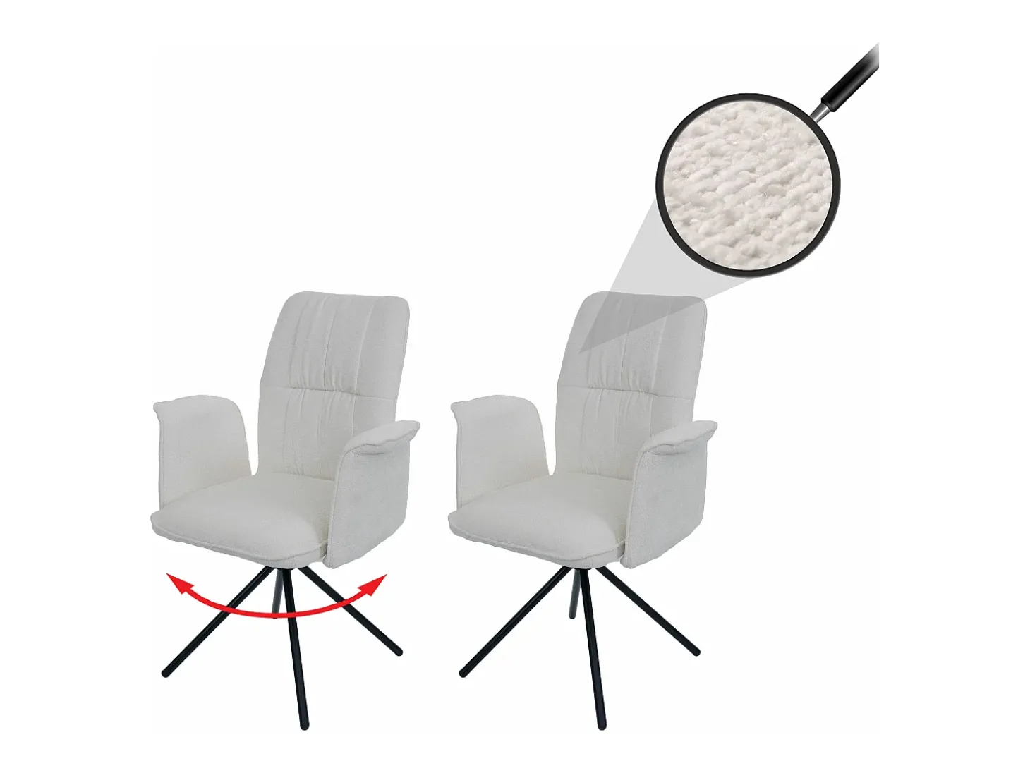 Silla de comedor MCW-N99 (set de 2), crema