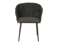 Silla de comedor MCW-N38 (set de 2), antracita Cojín gris oscuro