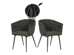 Silla de comedor MCW-N38 (set de 2), antracita Cojín gris oscuro