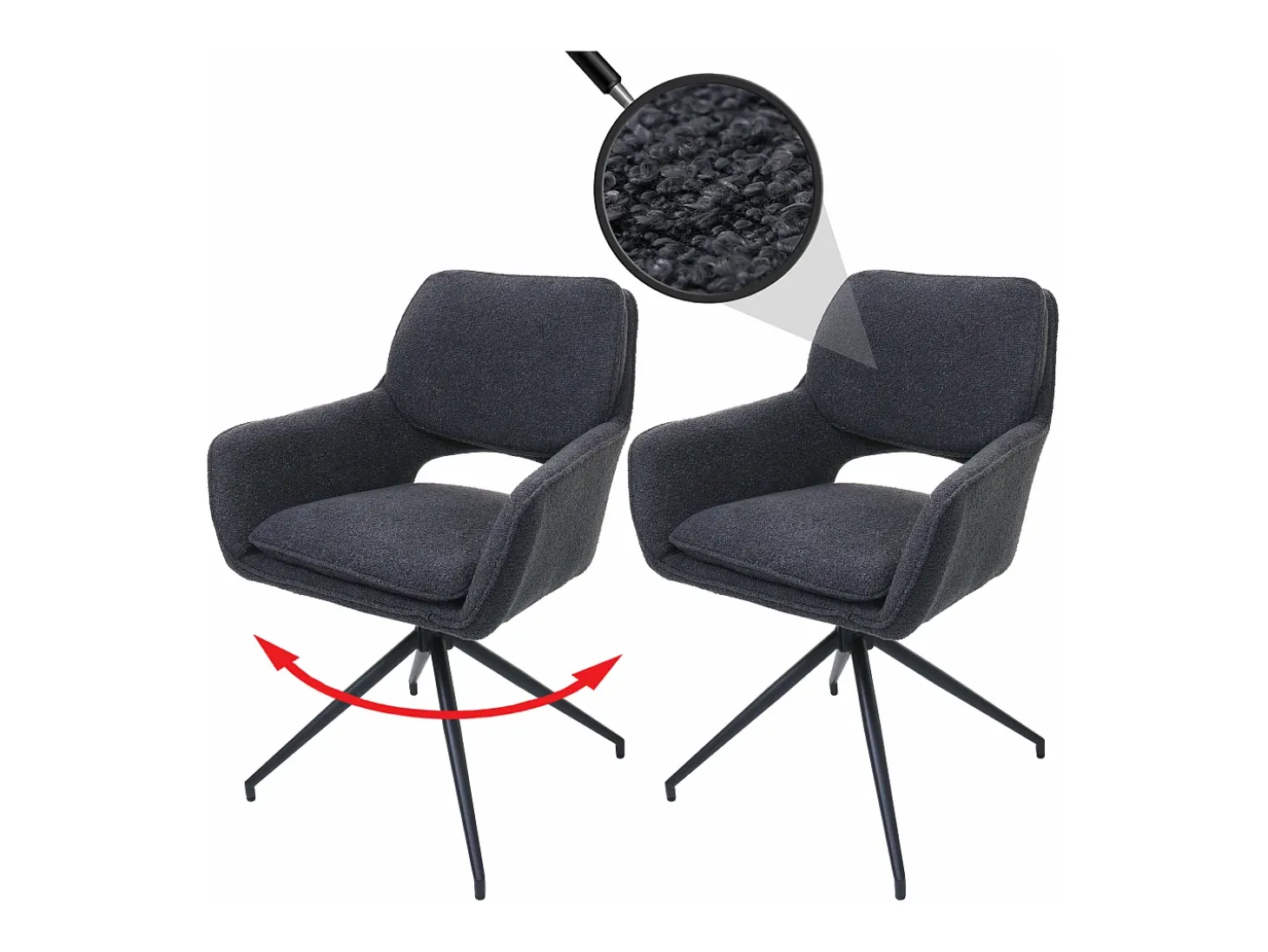 Silla de comedor MCW-N74 (set de 2), gris oscuro