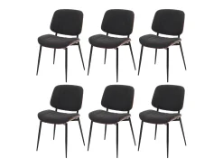 Silla de comedor MCW-O44 (juego de 6), aspecto nogal, gris oscuro