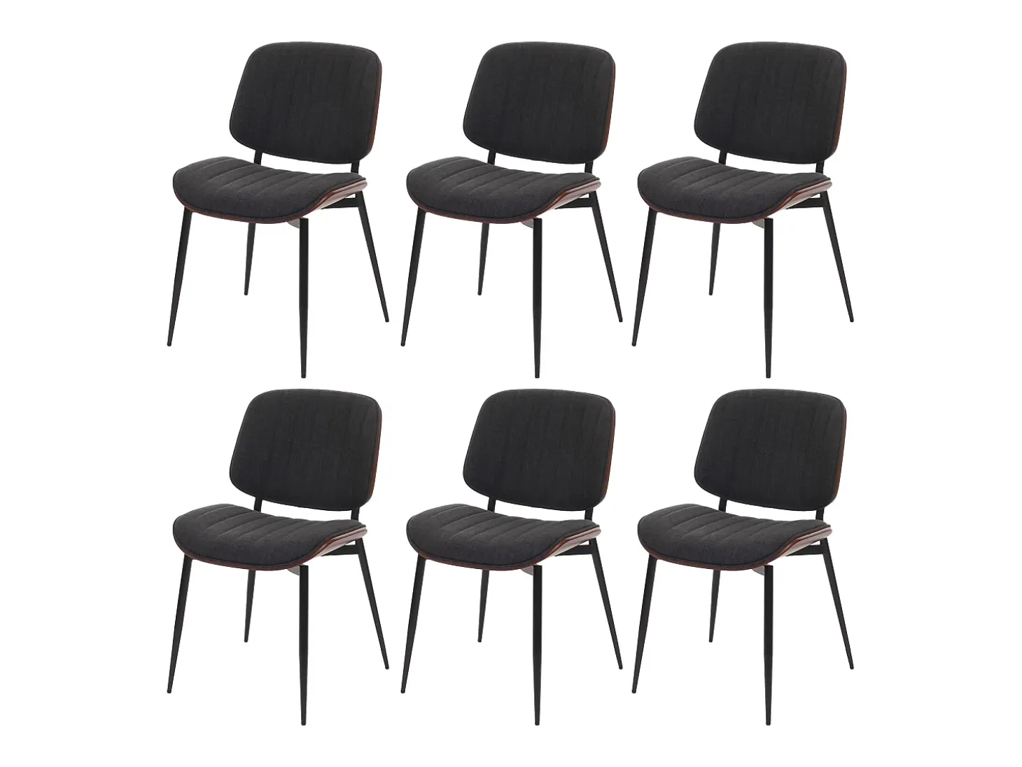 Silla de comedor MCW-O44 (juego de 6), aspecto nogal, gris oscuro