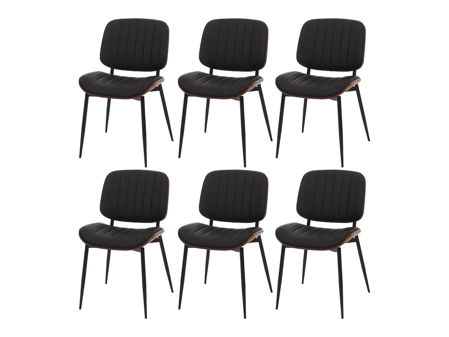 Silla de comedor MCW-O44 (juego de 6), aspecto nogal, negro