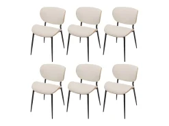 Silla de comedor MCW-O45 (juego de 6), natural, blanco