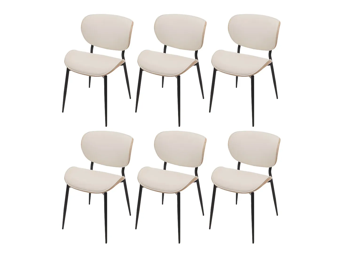 Silla de comedor MCW-O45 (juego de 6), natural, blanco