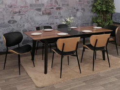 Silla de comedor MCW-O45 (juego de 6), natural, negro