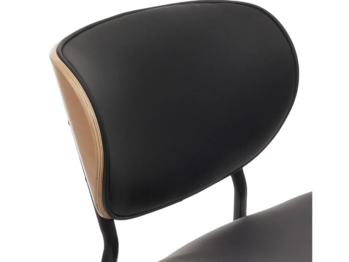 Silla de comedor MCW-O45 (juego de 6), natural, negro