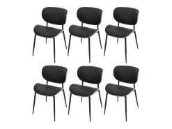 Silla de comedor MCW-O45 (juego de 6), natural, negro