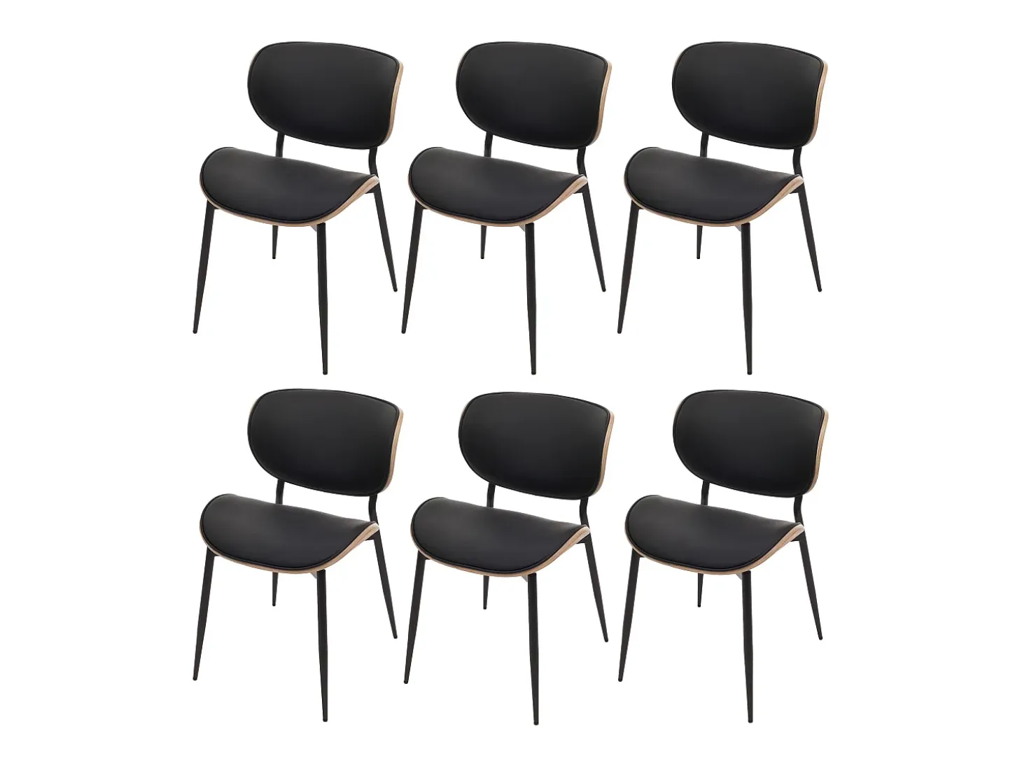 Silla de comedor MCW-O45 (juego de 6), natural, negro