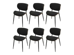 Silla de comedor MCW-O45 (juego de 6), natural, gris oscuro