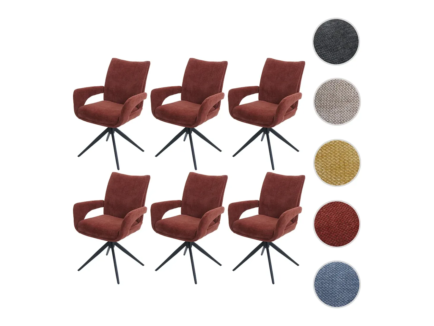 Silla de comedor MCW-O78 (juego de 6), marrón rojizo