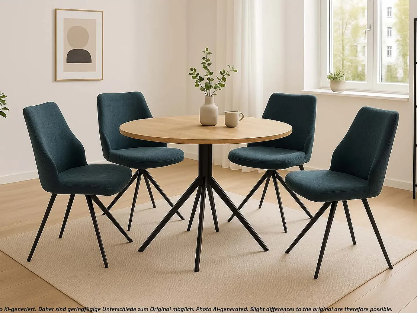 Silla de comedor MCW-O48 (juego de 2), verde petróleo