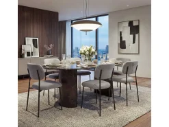 Silla de comedor MCW-O26 (juego de 6), gris claro