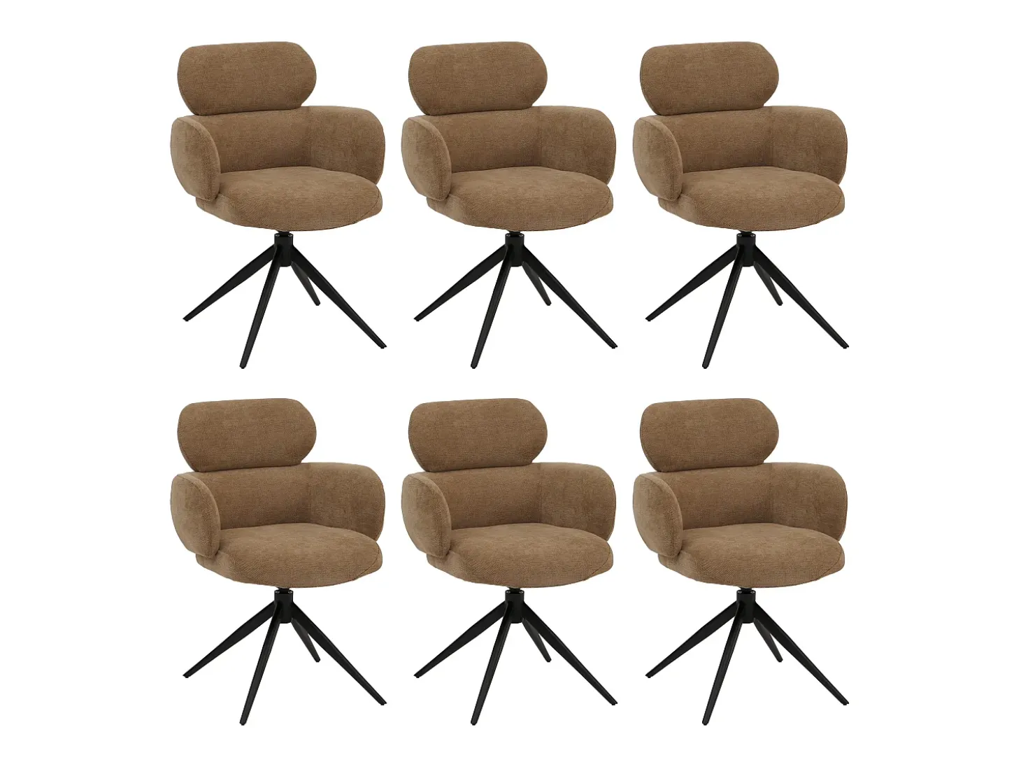 Silla de comedor MCW-O77 (juego de 6), marrón claro