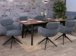 Silla de comedor MCW-O77 (juego de 6), gris azulado