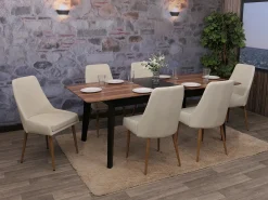Silla de comedor MCW-O27 (juego de 6), beige