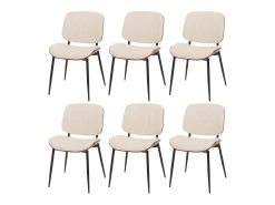 Silla de comedor MCW-O44 (juego de 6), aspecto nogal, blanco