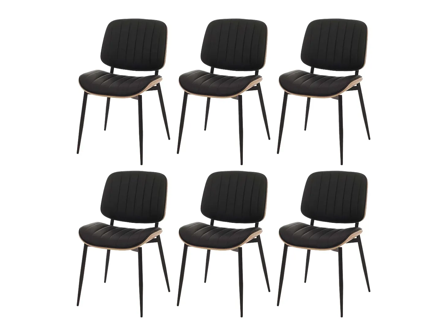 Silla de comedor MCW-O44 (juego de 6), natural, negro