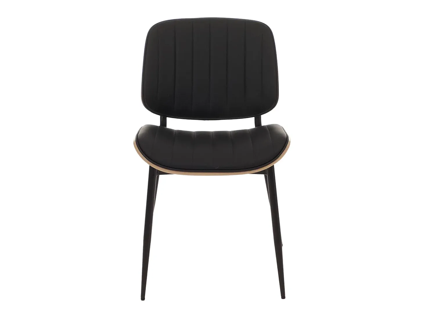 Silla de comedor MCW-O44 (juego de 6), natural, negro