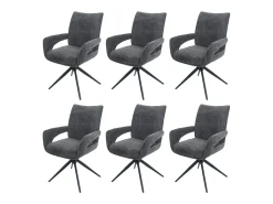 Silla de comedor MCW-O78 (juego de 6), gris oscuro