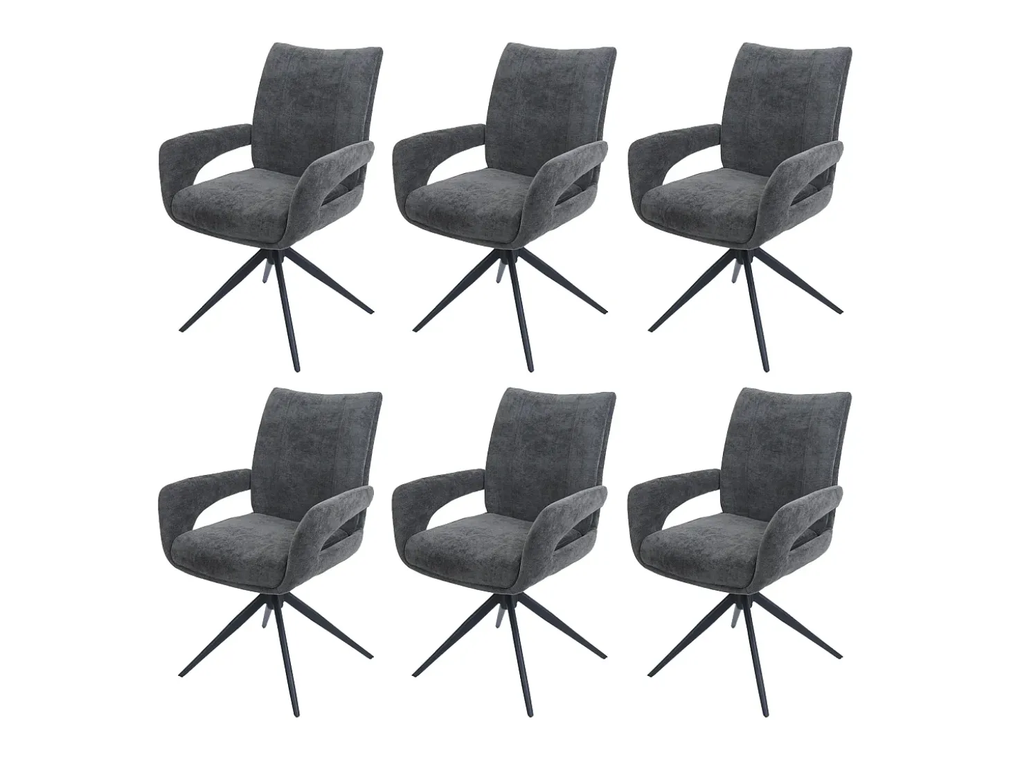 Silla de comedor MCW-O78 (juego de 6), gris oscuro