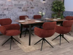 Silla de comedor MCW-O77 (juego de 6), rojo marrón