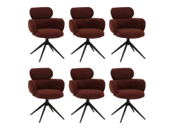 Silla de comedor MCW-O77 (juego de 6), rojo marrón