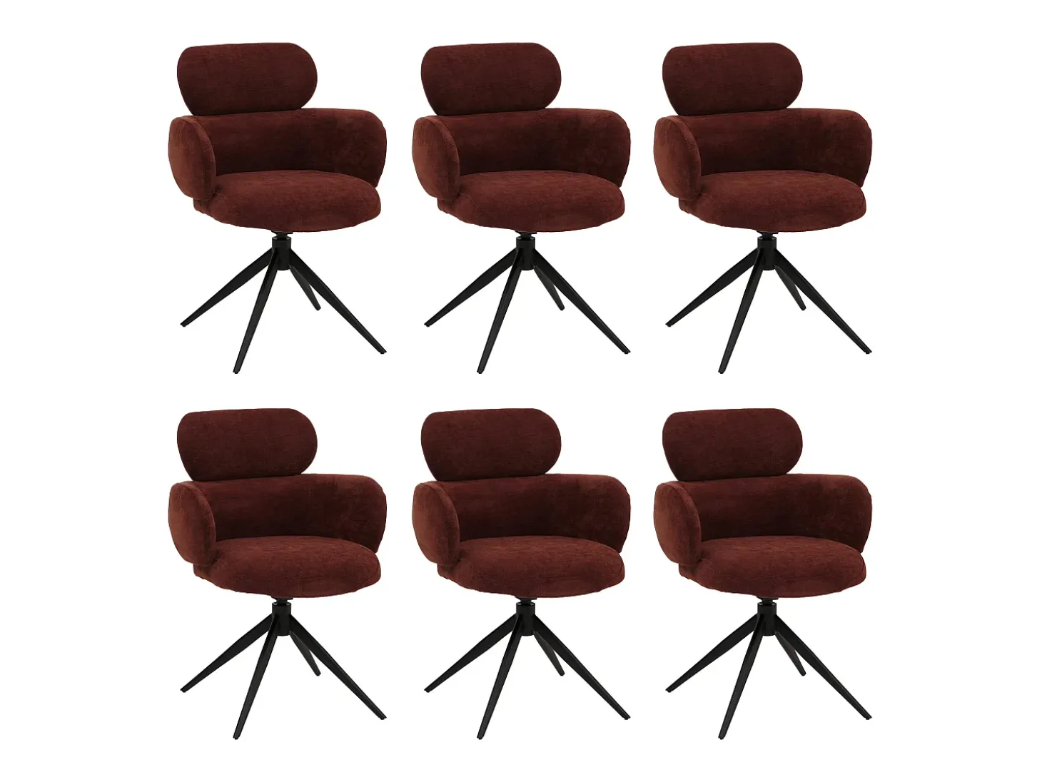 Silla de comedor MCW-O77 (juego de 6), rojo marrón