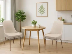 Silla de comedor MCW-O27 (set de 2), beige