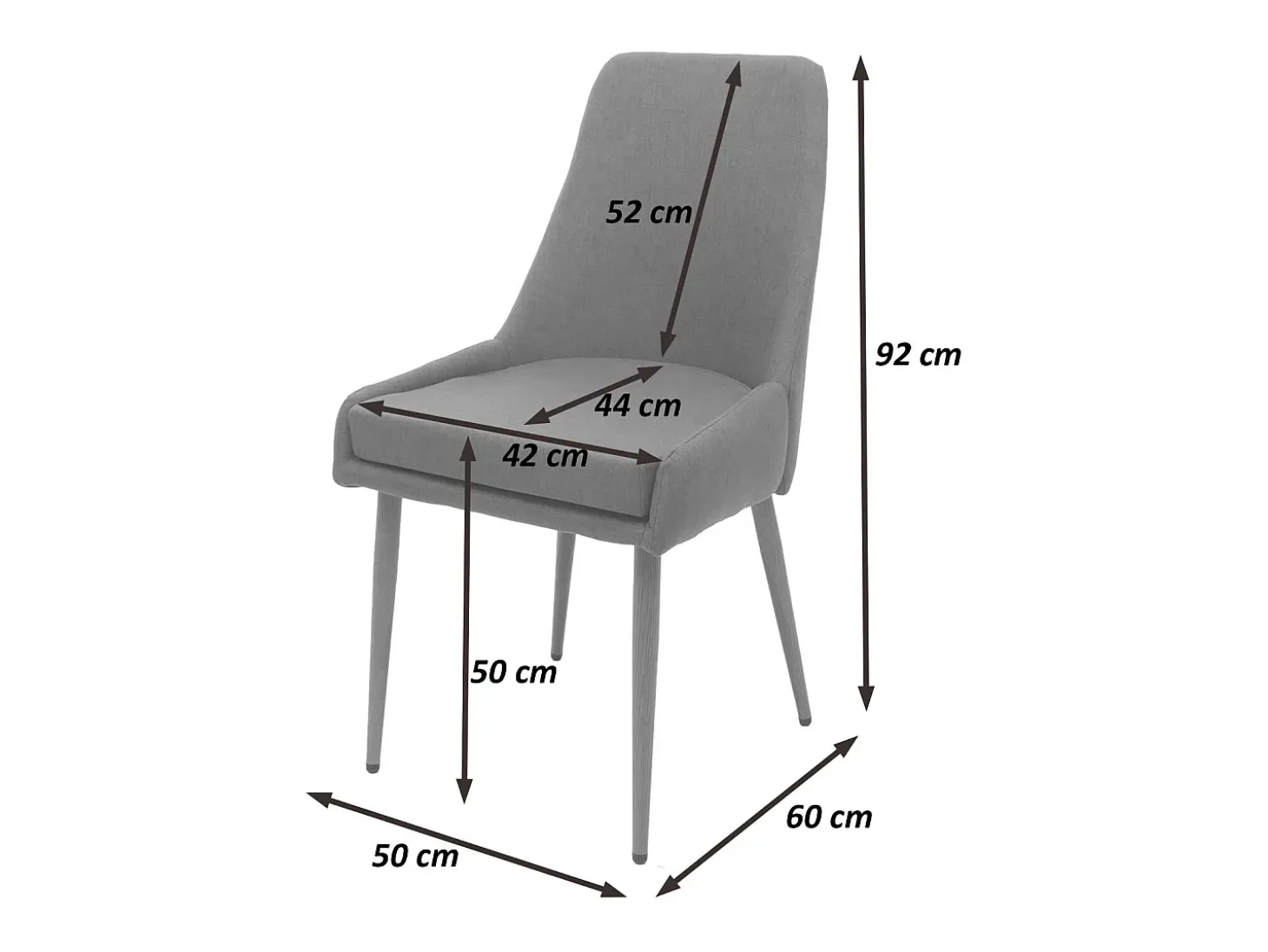 Silla de comedor MCW-O27 (set de 2), gris oscuro
