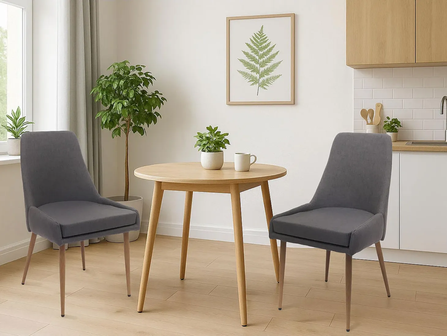 Silla de comedor MCW-O27 (set de 2), gris oscuro