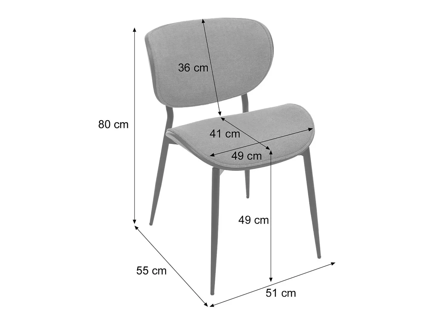 Silla de comedor MCW-O45 (set de 2), aspecto nogal, gris oscuro