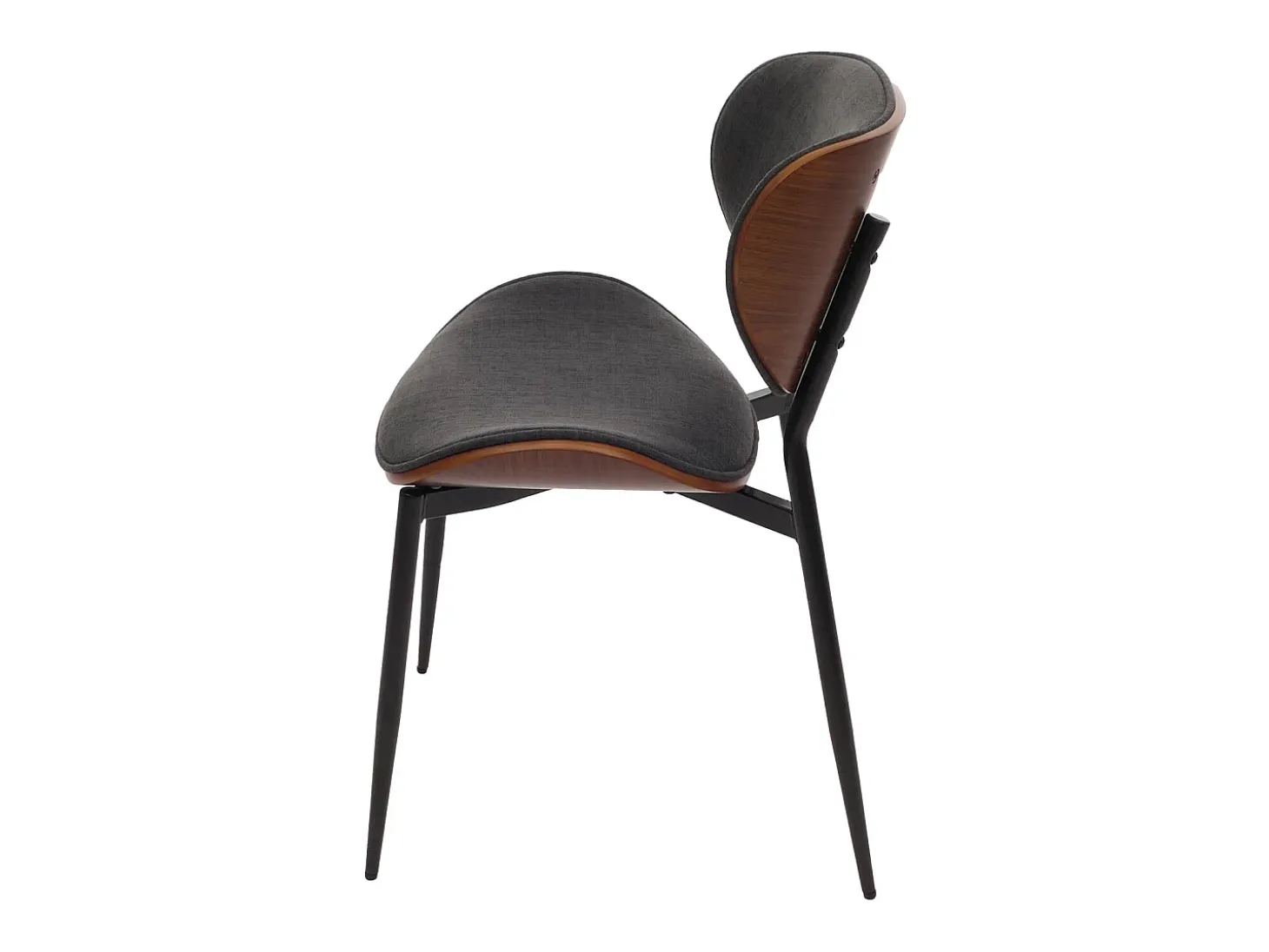 Silla de comedor MCW-O45 (set de 2), aspecto nogal, gris oscuro