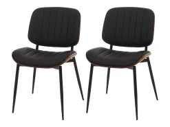 Silla de comedor MCW-O44 (set de 2), aspecto nogal, negro
