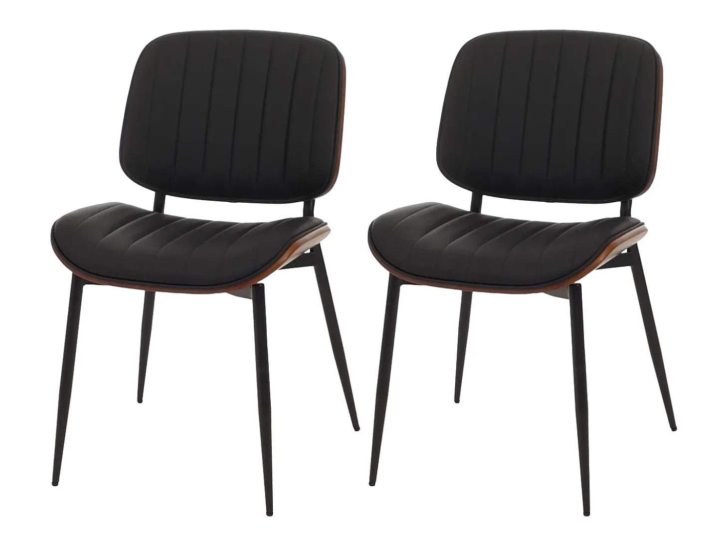 Silla de comedor MCW-O44 (set de 2), aspecto nogal, negro