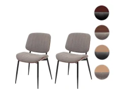 Silla de comedor MCW-O44 (set de 2), aspecto nogal, gris claro