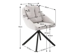 Silla de comedor moderna de terciopelo beige, elegante y cómoda, con brazos giratorios, tela de terciopelo transpirable (72,39 x 62,23 x 49,53 cm)