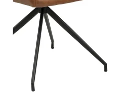 Silla de comedor Nadine con base giratoria, piel sintética PU color coñac, metal negro.