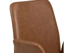 Silla de comedor Nadine con base giratoria, piel sintética PU color coñac, metal negro.
