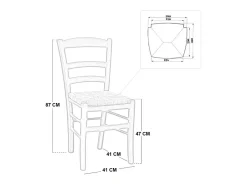 Silla de comedor Paesana en madera de nogal oscuro con asiento de paja para la cocina y el hogar