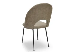 Silla de comedor Paola en microfibra nobuk gris tórtola con patas de metal negro