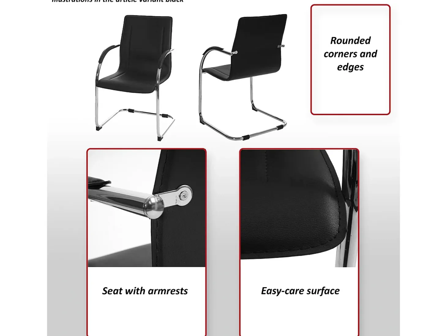 Silla de comedor Perm, negro
