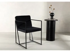 Silla de comedor Richmond con reposabrazos, terciopelo negro.