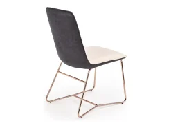 Silla de comedor Saxo beige y gris con base de acero dorado rosa