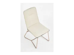 Silla de comedor Saxo beige y gris con base de acero dorado rosa