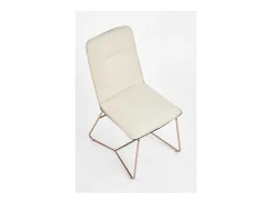 Silla de comedor Saxo beige y gris con base de acero dorado rosa