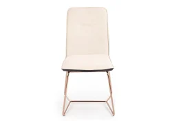 Silla de comedor Saxo beige y gris con base de acero dorado rosa