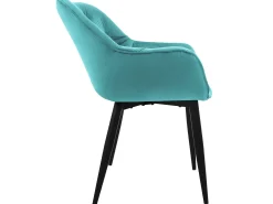 Silla de comedor set de 2 tapicería de terciopelo petróleo con patas de metal incl. material de montaje ML-Design