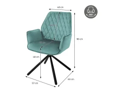 Silla de comedor Silla giratoria 180 grados Silla de salón Sillón de terciopelo
